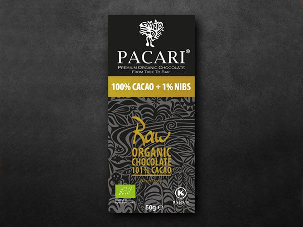 Pacari Raw Chocolate Bar 100% + 1% Nibs